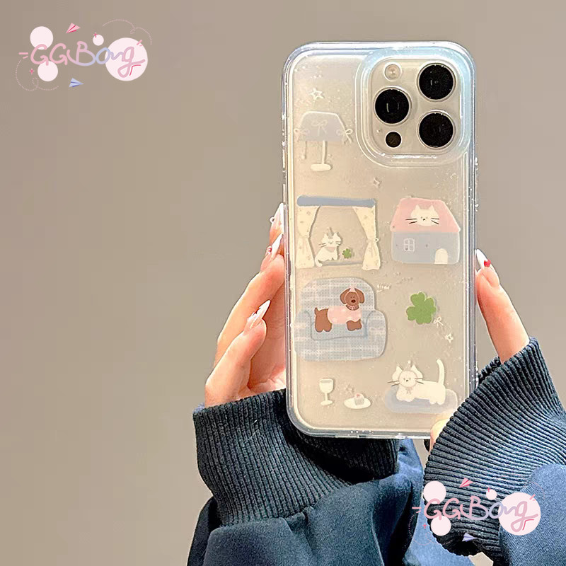เคสไอโฟน 15 เคส IPhone 16 15 XR 13 11 12 14 Pro Max XS X Max 7 8 Plus SE การ์ตูนคู่รัก ดัชชุนด์ ลูกสุนัข ลูกแมว ปกน่ารัก - รูปที่ 6