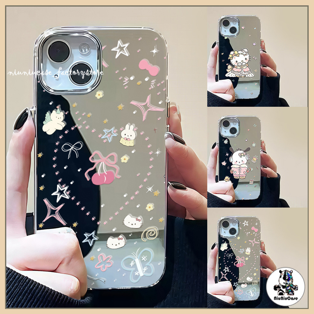 🚚COD🚚 เคสแบบกระจกมิเรอร์ เคส เคสแมว For IPhone16 15 14 13 12 7 8Plus 11Pro 16 Promax XR XS Max เคสไอโฟน11 เคส  Case