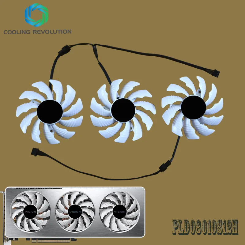 77 มม.PLD08010S12H RTX3060 3060Ti พัดลมกราฟิกสําหรับ GIGABYTE GeForce RTX 3060 RTX 3060 Ti Vision OC