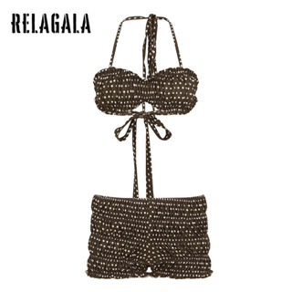 RELAGALA ชุดบิกินี่ผู้หญิง 2025 ฤดูร้อนใหม่ลายจุด Bowknot Ha…