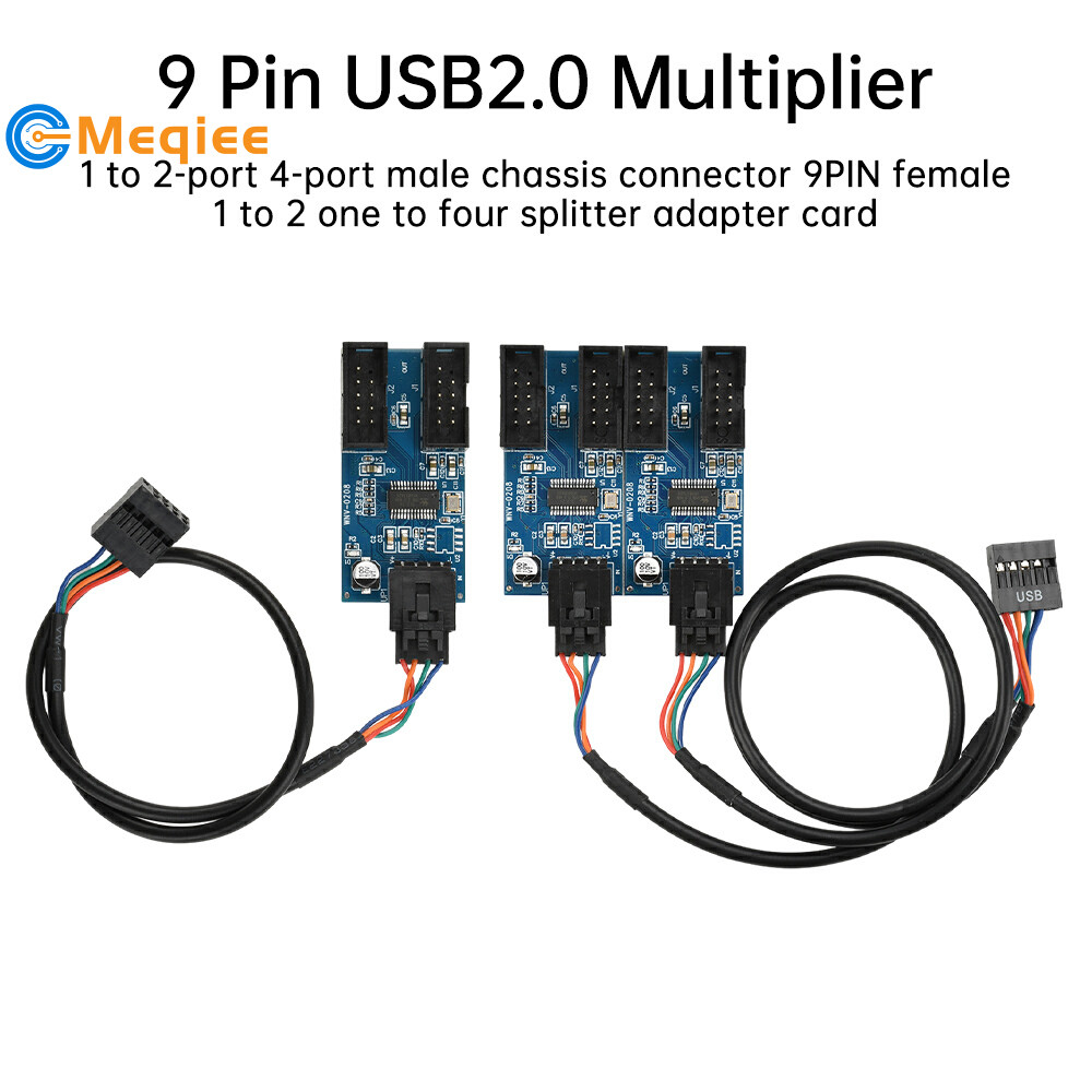 9-Pin USB 2.0 Multiplier 1-to-2-Port 4-Port Male Socket 9-Pin Female 1-to-2 1-to-4 Splitter Adapter 