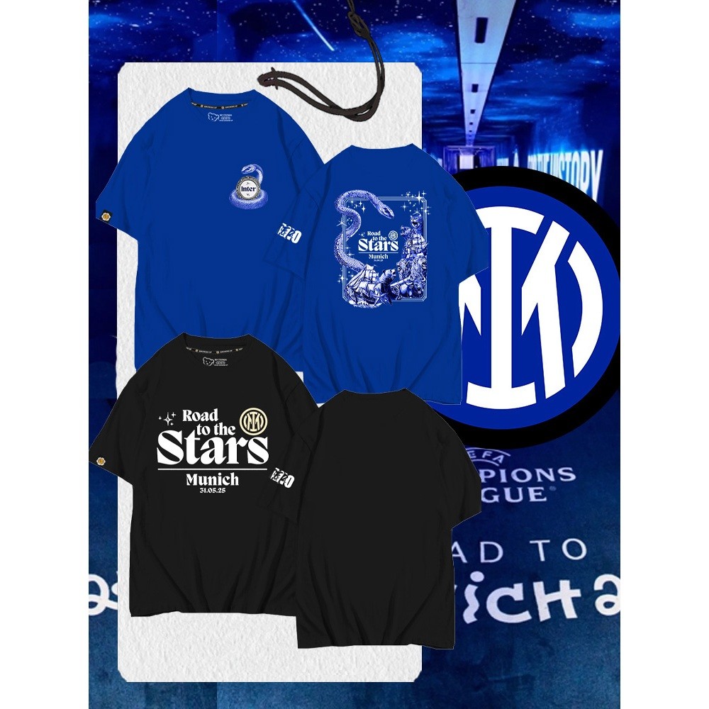 2025 Inter Milan Champions League Victory Commemorative Inter Milan Football Fan Uniform Short sleev