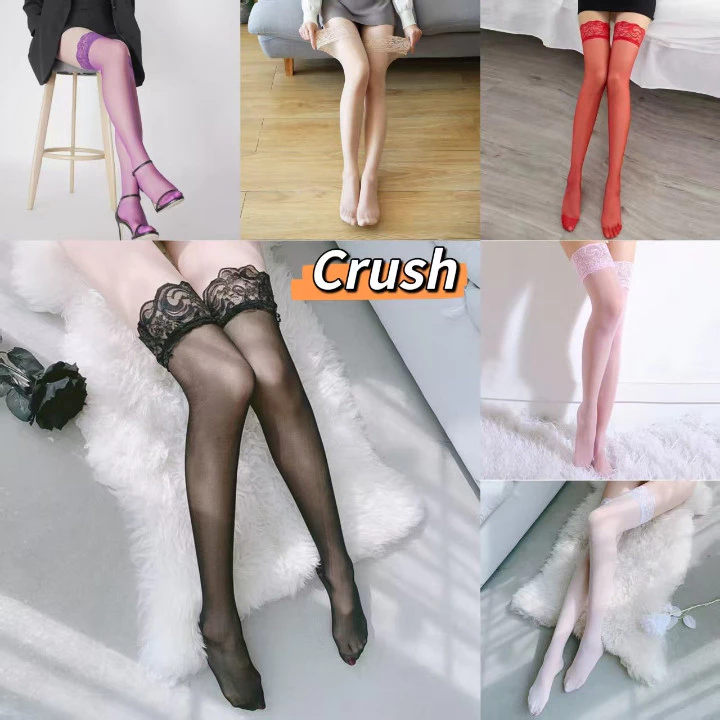 Crush💘ถุงน่องเนื้อเนียน แต่งลูกไม้ ซีทรูเซ็กซี่ ผ้าดีใส่สบาย🛒พร้อมส่งจากไทย (SWS-2)