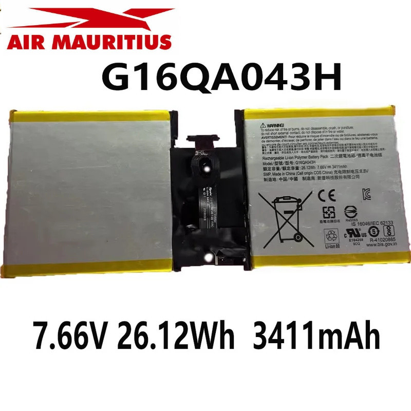 g16qa043h 7.66โวลต์26.12wh 3411มิลลิแอมป์ชั่วโมงแบตเตอรี่แล็ปท็อปสำหรับ Microsoft Surface Go 1824ชุด