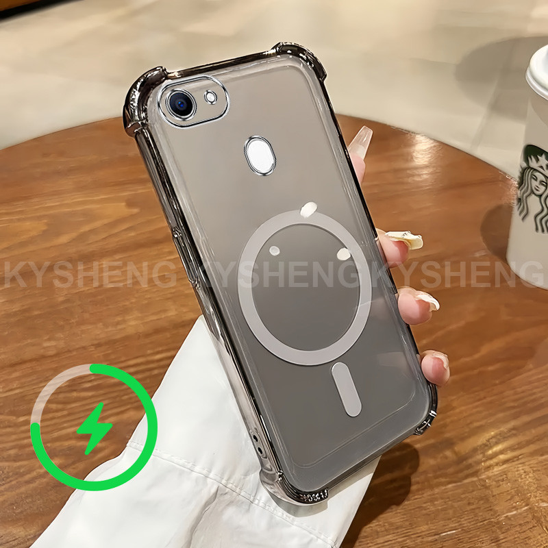 เคสสําหรับ OPPO F7 F5 เคสโทรศัพท์ TPU ชาร์จแม่เหล็กสี่มุมป้องกันการตกนิ่มโปร่งใส WBQ - รูปที่ 3