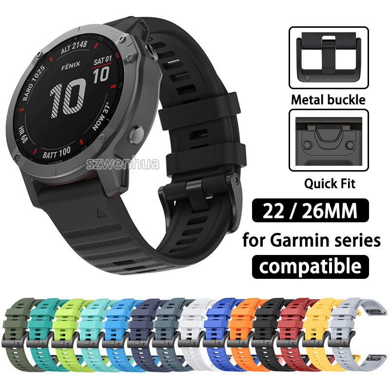 22 มม.26 มม.QuickFit สายนาฬิกาซิลิโคนสําหรับ Garmin Fenix 8 Pro 7 6 5x Instinct Forerunner 935 945 955 745 Approach S62 S70 Enduro Epix MARQ tactix Descent MK3i G1 D2
