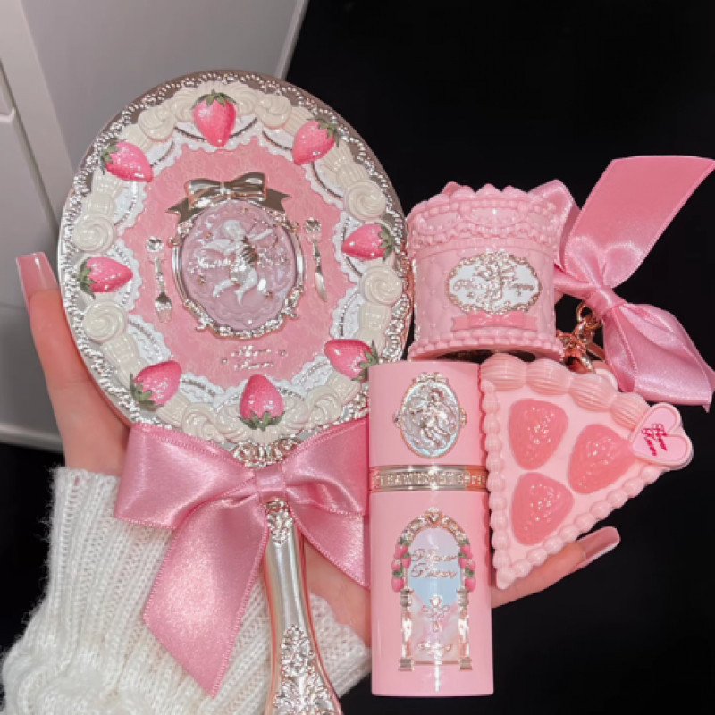 ดอกไม้ รู้ สตรอเบอร์รี่กามเทพคอลเลกชันถือกระจก 花el草手形子 กามเทพ ชุดถือกระจกเจ้าหญิงสาวสไตล์หวานนูนประณีตมือกระจกแต่งหน