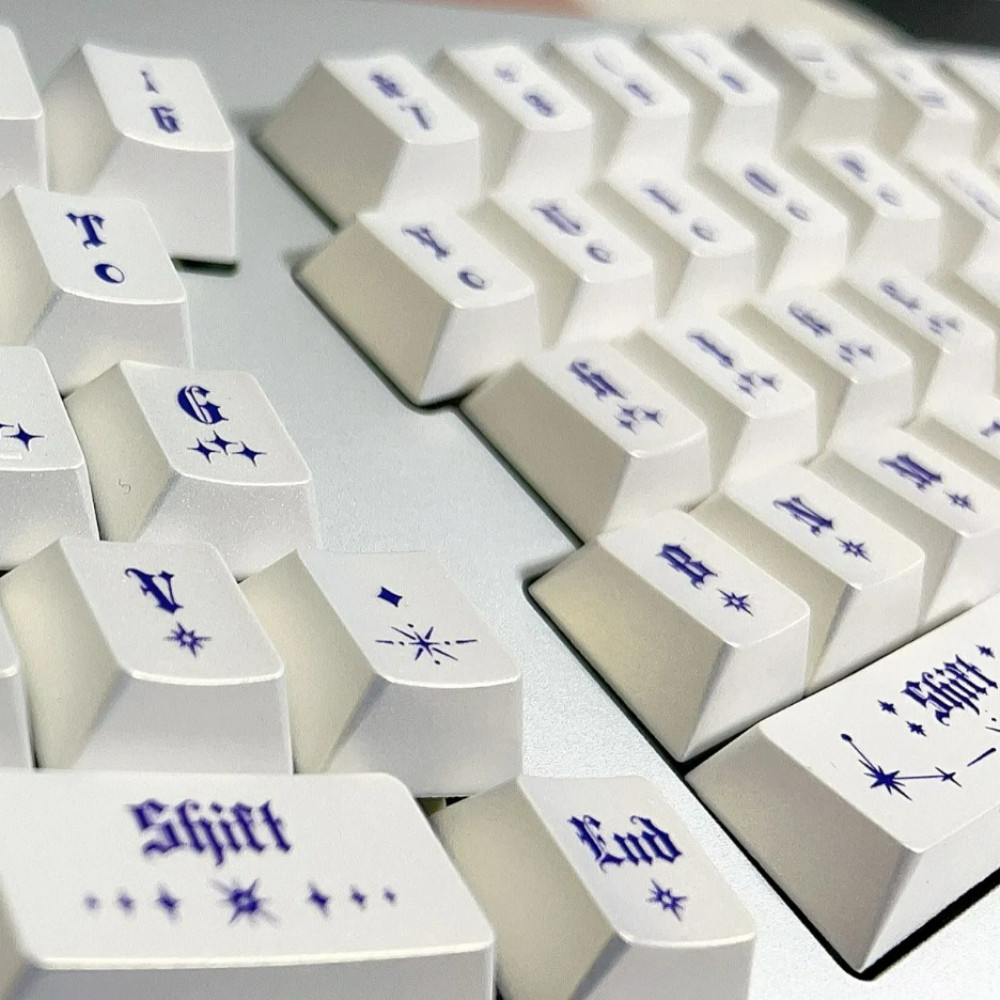 Pearl White Keycap Cherry Profile 121 คีย์ PBT Wooting EZ63 Mad68 Aula F75 Mechanical Keycaps Creati