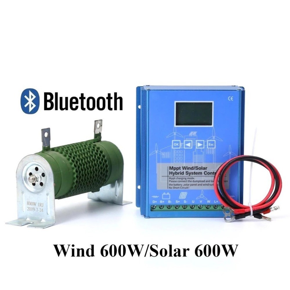MPPT ชาร์จลม 1200W และพลังงานแสงอาทิตย์ 1000W 12/24V/48V ตัวควบคุมไฮบริดอัตโนมัติพร้อมตัวต้านทานโหลด Dump