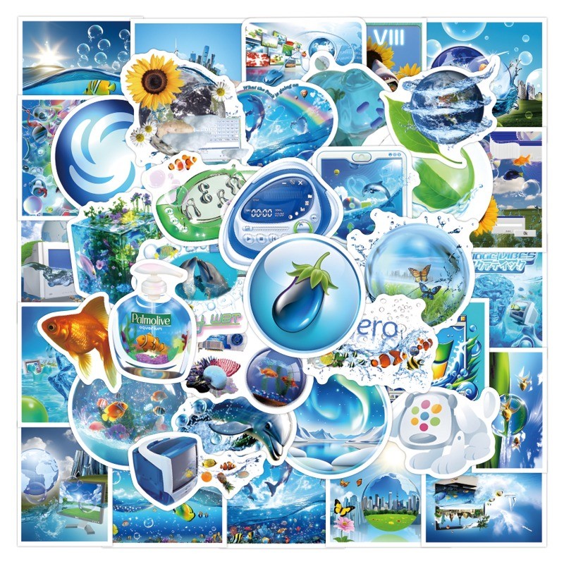 Z&ม❀ สติ๊กเกอร์ Frutiger Aero ❀ 55 ชิ้น/เซ็ตสติกเกอร์กันน้ํารูปลอกสําหรับของเล่น