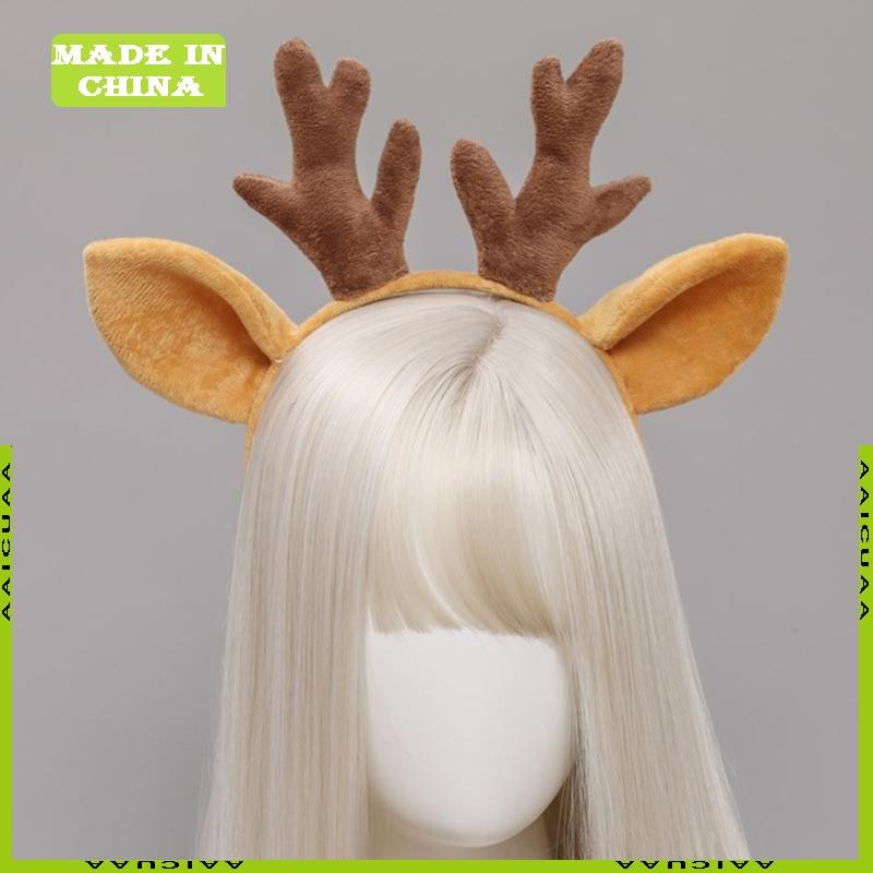 AA Furry Deer Ears Headwear Antler แถบคาดศีรษะการ์ตูนเครื่องประดับเส้นผม