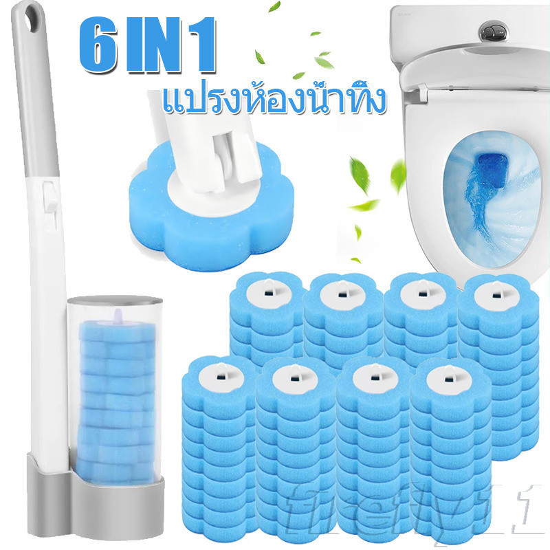 แปรงขัดห้องน้ําด้ามยาวแบบใช้แล้วทิ้งพร้อมหัวเปลี่ยน-แปรงทําความสะอาดติดผนังห้องน้ํา