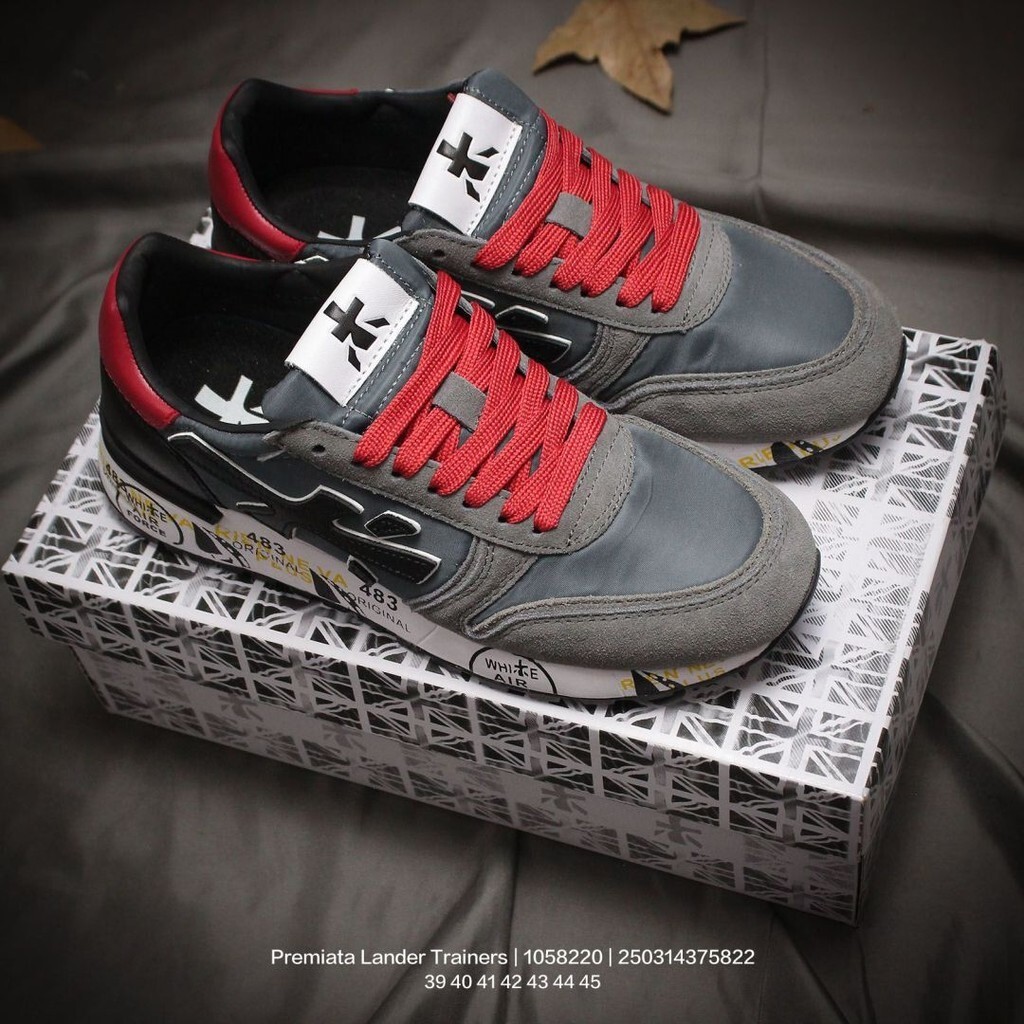 Premiata Lander Trainers Lander Series Low-Top Retro All-Match Casual Training รองเท้าผ้าใบ