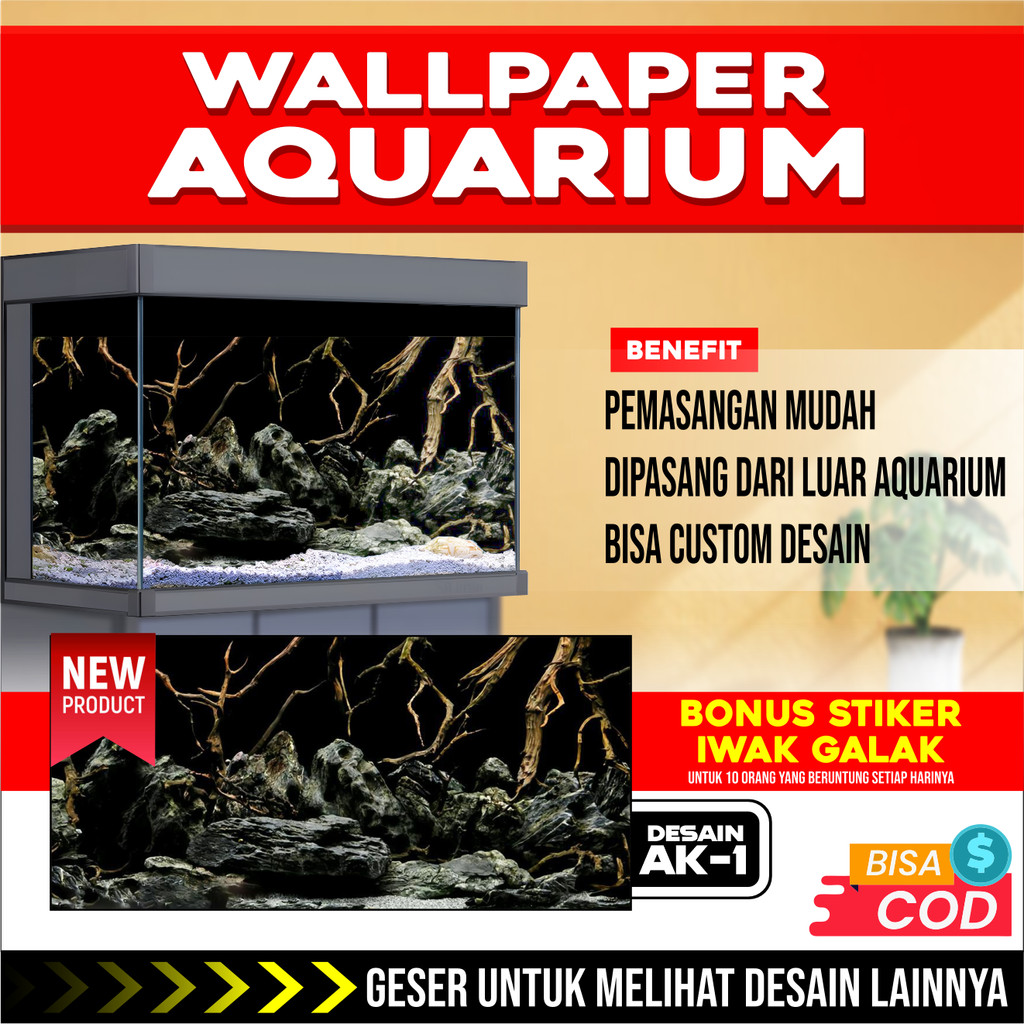 3D REAR AQUARIUM BACKGROUND WALLPAPER สติ๊กเกอร์พร้อมPICTURE AK ROOTME