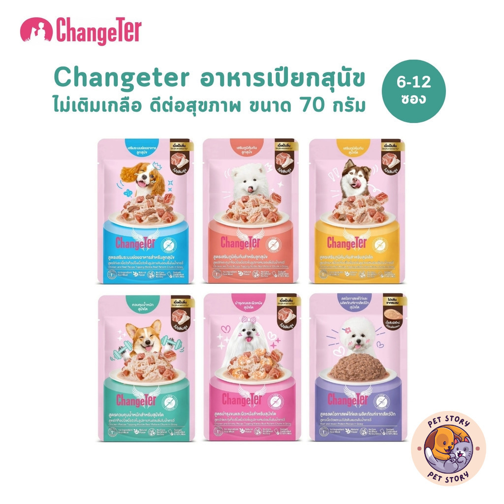 Changeter Marble Beef [6-12 ซอง] อาหารเปียกสุนัข ไม่ทำร้ายไต ไม่เติมเกลือ เพื่อสุขภาพ ขนาด 70 กรัม