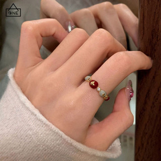 COD❤️แหวนโบว์เคลือบน้ำหยดหรูหราระดับไฮเอนด์ แหวนนิ้วชี้แบบปร…