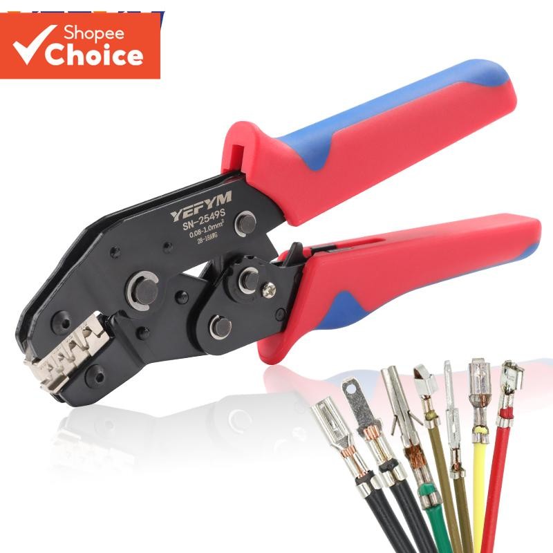 One ชุดเครื่องมือ Crimping, SN-2549S Ratcheting คีมสําหรับ PH2.0 XH2.54 2.8/3.0/3.96 KF2510 JST Terminals 0.08-1.0mm2 AWG28-18 ลวด