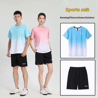 MEFEEE ชุดกีฬากลางแจ้ง Unisex ผ้าไหมน้ำแข็ง Dri-Fit แห้งเร็ว พิมพ์ลายโทนสีสวยงาม ไซส์บวก