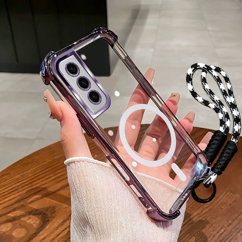 เคสสําหรับ Samsung S21 S22 FE Plus เคสโทรศัพท์ 2025 กันกระแทกใหม่เชือกแขวนแผ่นดูดแม่เหล็กเปลือกนุ่ม SZ19