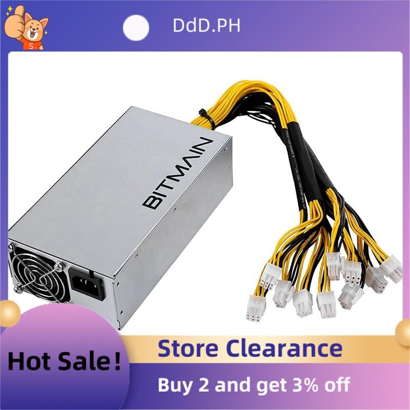APW7 1800W แหล่งจ่ายไฟ Mining PSU สําหรับ Bitmain Antminer S9/L3 +/A6/A7/R4/S7/E9 พร้อม 10X PCI-E 6P