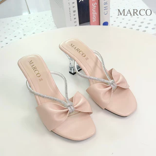 รองเท้าแฟชั่น แบรน์ด Marco รุ่น B1031 ส้นแก้วสูง 2 นิ้ว แต่งโบว์สายเพชร