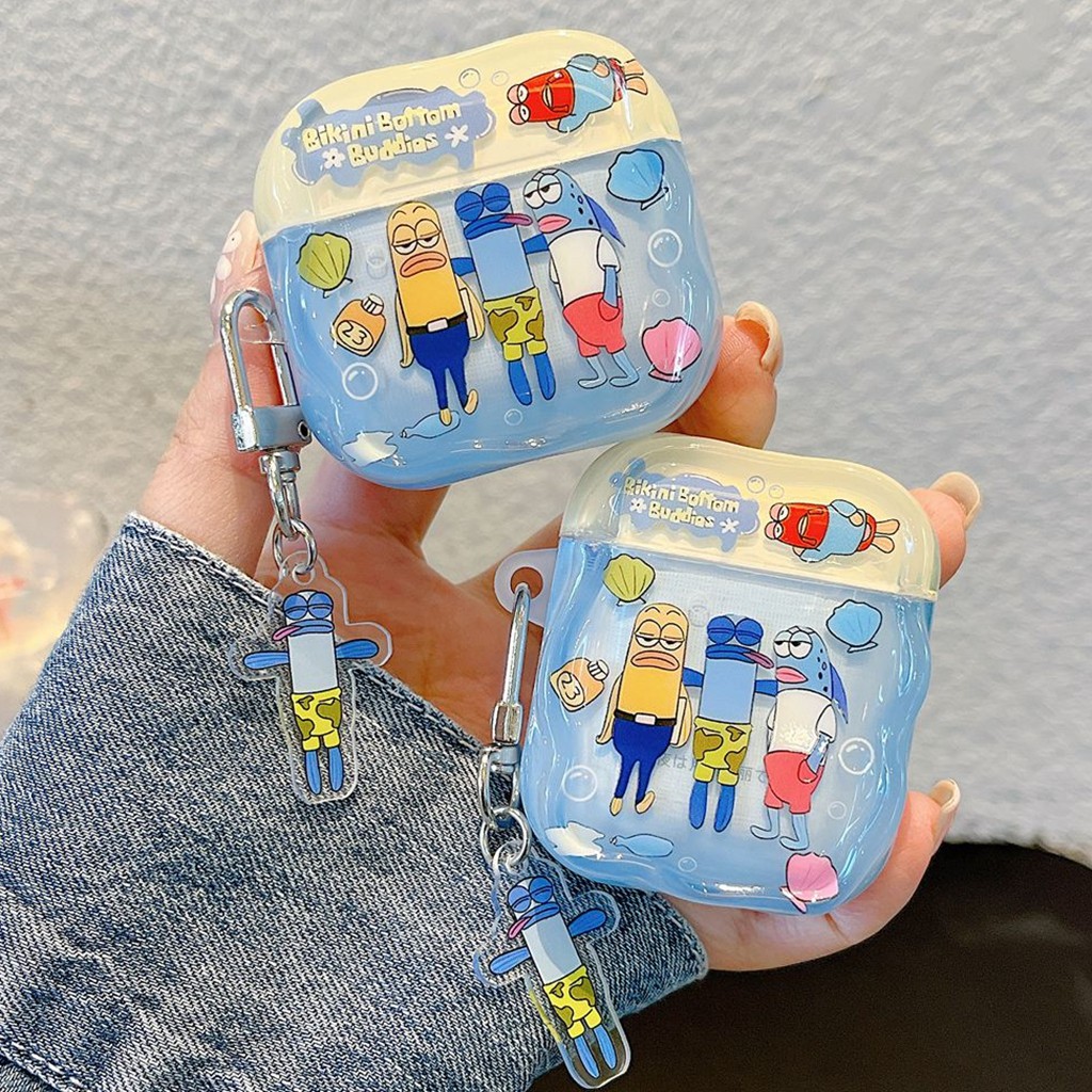 เคสหูฟังสําหรับ แอร์พอด 4 มือโปร 3 2 1น่ารักการ์ตูนบิกินี่ด้านล่างสัตว์นุ่ม ทีพียู ขอบคลื่นกันกระแทกบลูทูธไร้สายหูฟังฝาครอบป้องกันเปลือกที่มีจี้ป้องกันการสูญ