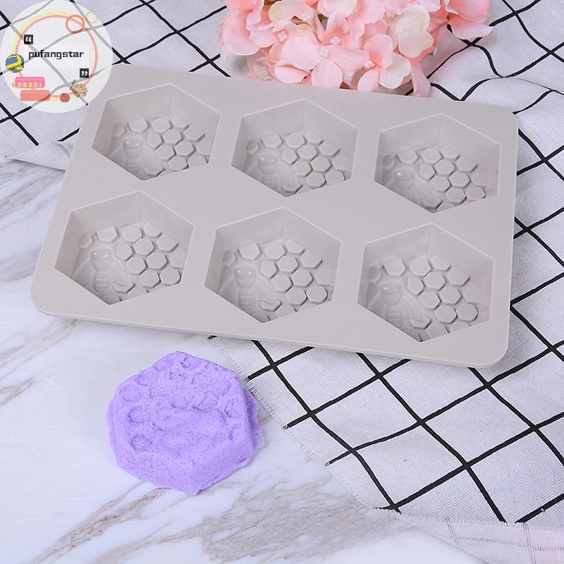 Pufangstar 1 Pc 6 Cavity ซิลิโคน Bee Hive Decor สบู่ทํามือ Mould เรซิ่นแม่พิมพ์ TH