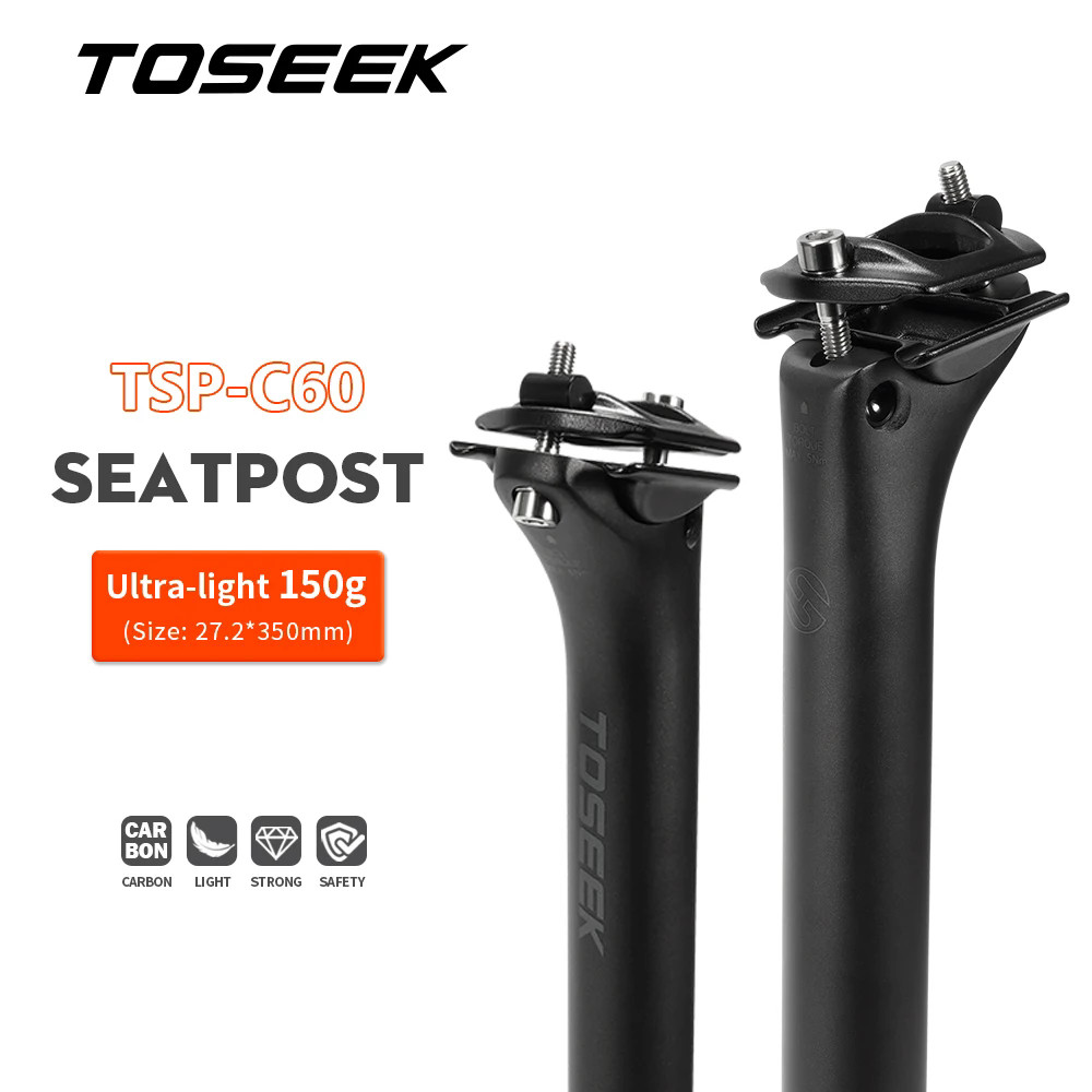 TOSEEK C60 น้ำหนักเบาที่นั่งจักรยานcarbon fibre seatpost 27.2 / 31.6 มม. ความยาว 350 / 400 มม. – โปรปัง