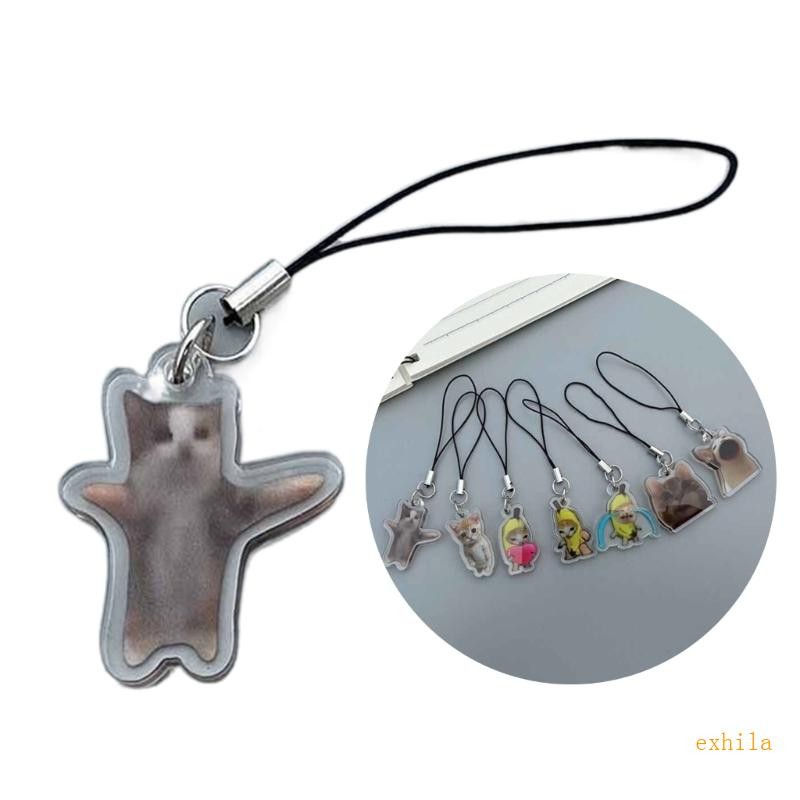 Exhila การ์ตูนสัตว์ Charm พวงกุญแจ Banana Cat ออกแบบเฉพาะ เครื่องประดับโซ่โทรศัพท์