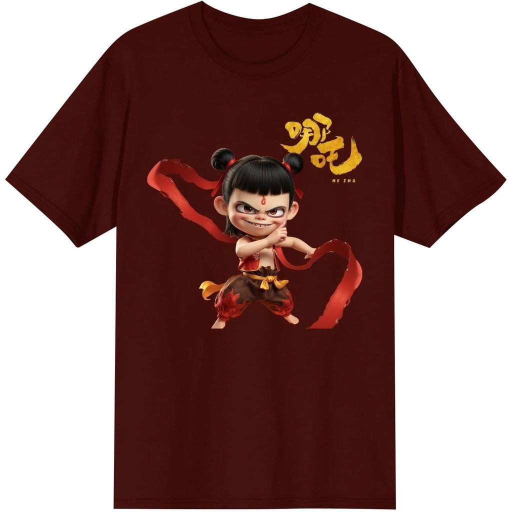 จัดส่งทันที เสื้อยืดผ้าฝ้ายขนาดใหญ่ Ne Zha 2 เสื้อผู้หญิง Nezha Anime Tops ตลกแขนสั้น Nezha Reborn ภ