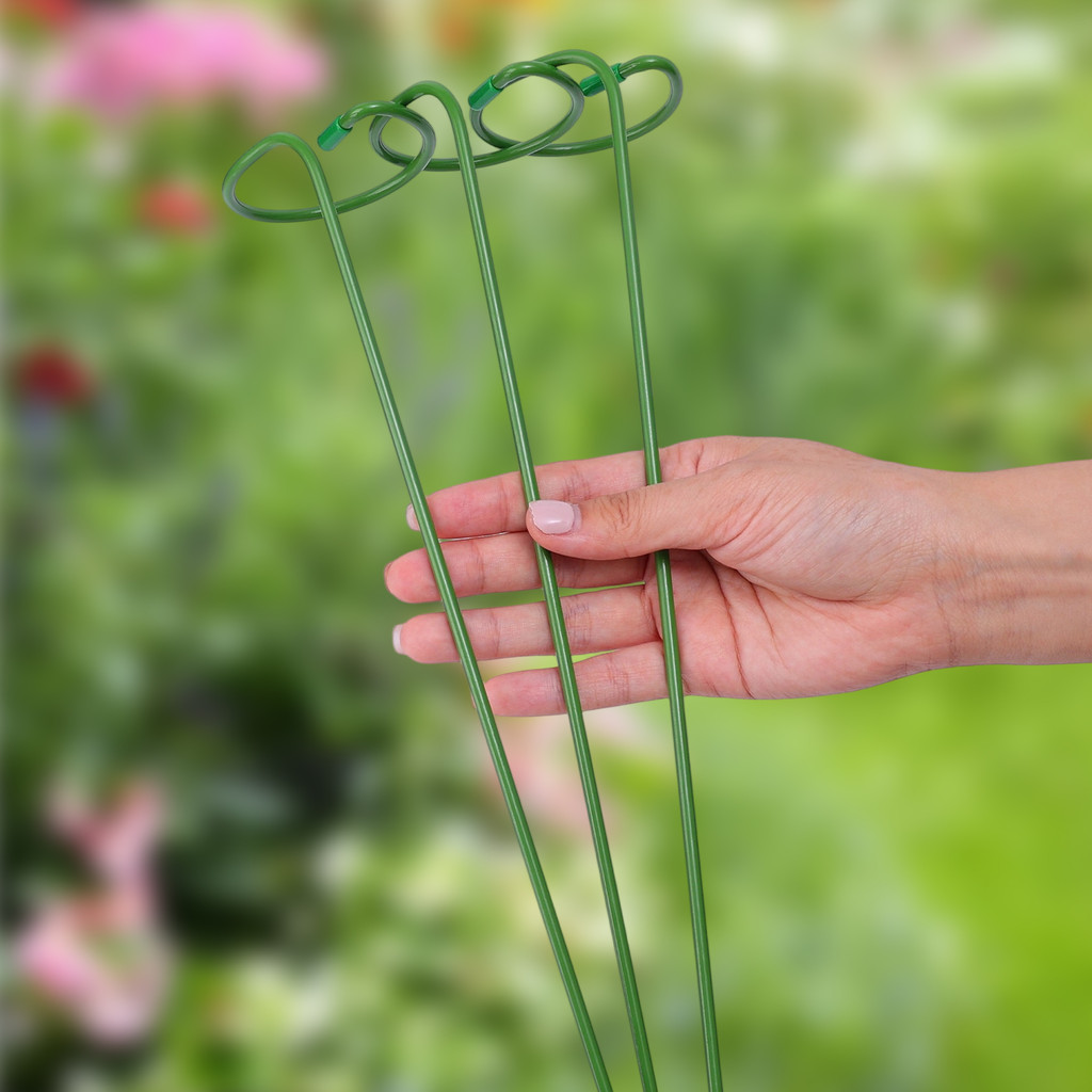 กรอบรองรับพืชกลางแจ้ง | ไม้ตีดอกไม้เคลือบเหล็กสําหรับสวนกุหลาบ/ดอกโบตั๋น/ลี่, ขาตั้งพืชสีเขียวพร้อมเคลือบพลาสติก 10/30/50หีบห่อ - รูปที่ 4