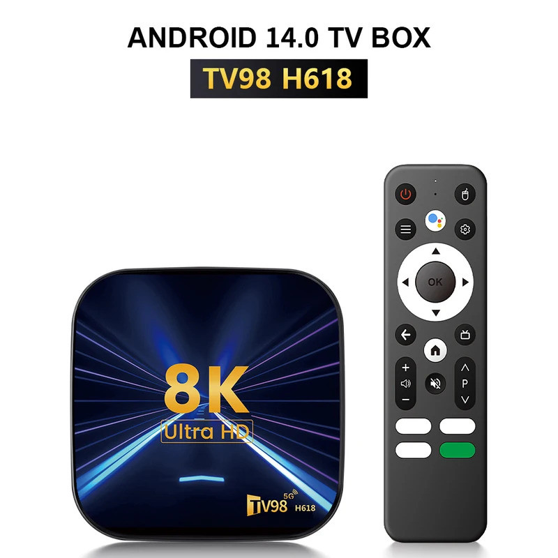 TV98 H618 กล่องทีวี HD 8K สมาร์ท Allwinner 2GB 16GB 4GB 32GB/64GB BT5.0 Dual WiFi 4G 5G Media Player