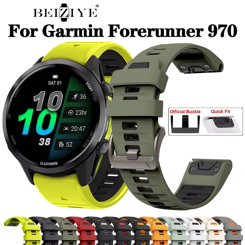 สายซิลิโคนอย่างเป็นทางการสําหรับผู้เบิกทาง Garmin 970 965 955 Band QuickFit สายรัดข้อมือสร้อยข้อมือทดแทน