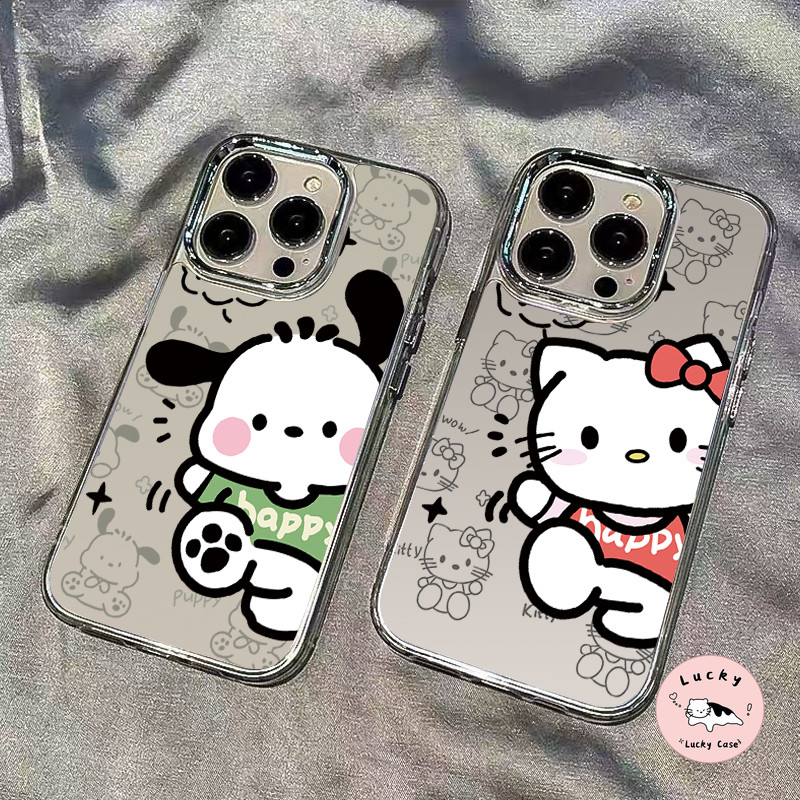 คู่การ์ตูนน่ารัก Pochacco ลูกแมวลายนุ่มเคส IPhone 11 16 15 13 14 12 Pro Max 15 13 14 16 Pro 16 8 7 Plus XR X XS Max SE