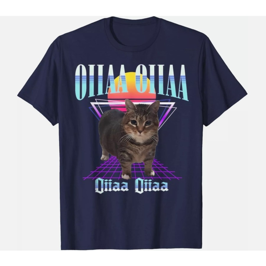 🍈 HOT เสื้อยืด Oiia Oiia Cat Meme Funny Spining Cat T-SHIRT แมวพิมพ์เสื้อยืด S-5XL เสื้อยืดแฟชั่นใหม