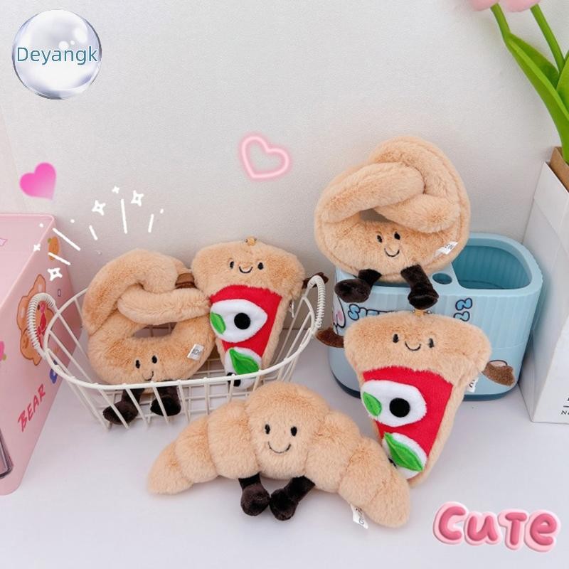 Deyangk Jellycats จี้ Plush Toast ขนมปัง Pretzel Croissant Baguette พวงกุญแจของเล่นตุ๊กตาขนมปังตุ๊กต