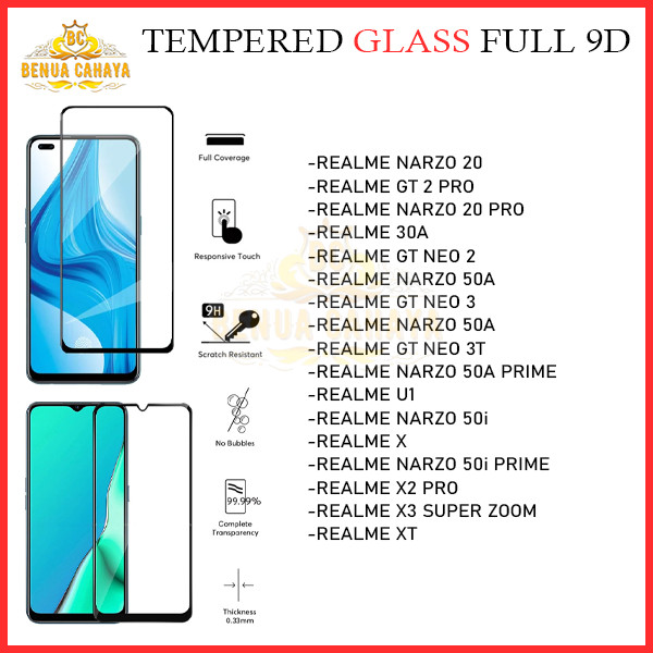 CAHAYA TEMPERED GLASS FULL 9D REALME NARZO 20 NARZO 20PRO NARZO 30A NARZO 50 4G NARZO 50A NARZO 50A 