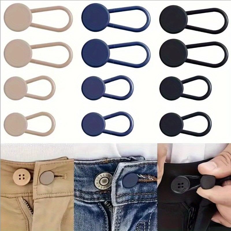 12/6 Pack Easy-Adjust No-Sew Jean Waist Extenders - ปรับปุ่มกางเกง Expanders เพิ่ม 1-1.4 นิ้ว Unisex