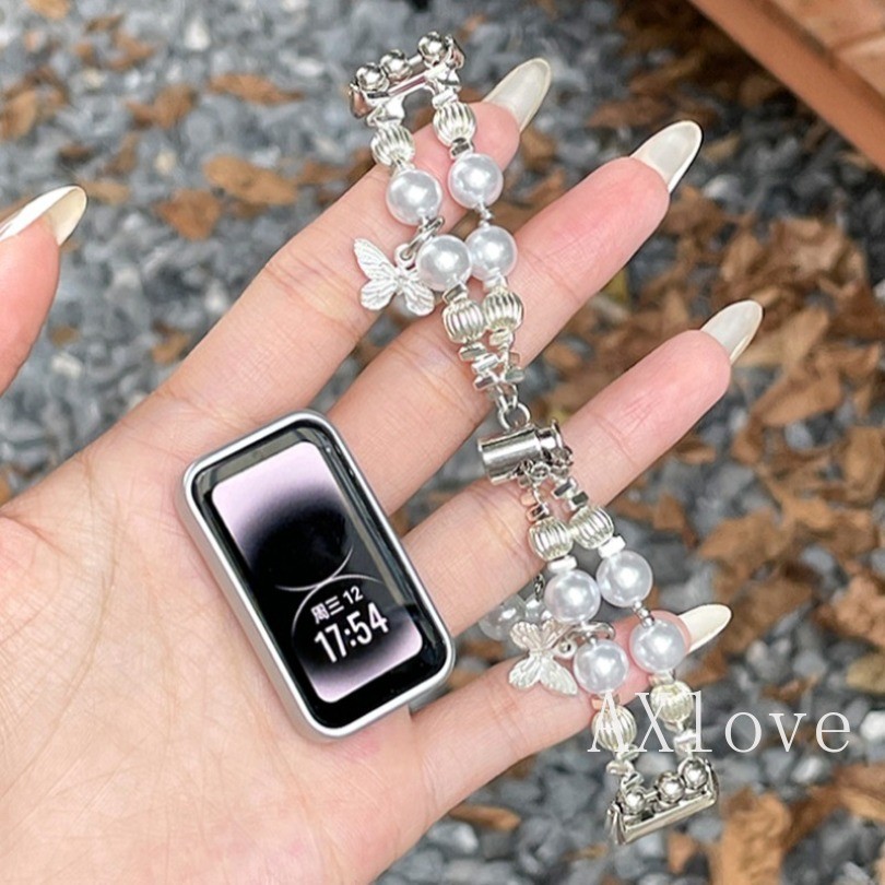 สายไข่มุกคู่สําหรับ หัวเว่ย วงดนตรี 10 9 8 สายรัดข้อมือสร้อยข้อมือผีเสื้อสําหรับ ให้เกียรติ ดู 9 7 6 สายปรับได้ไม่มีนาฬิกา