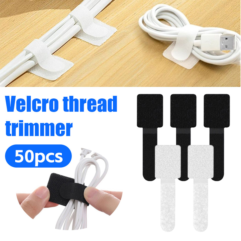 🔥พร้อมส่ง🔥30/50pcs Reusable Cable Ties Fastening Wire Organizer สายไฟเชือกผู ถือกาวในตัวปรับสายไฟสายรัดโต ๊ ะการจัดการ