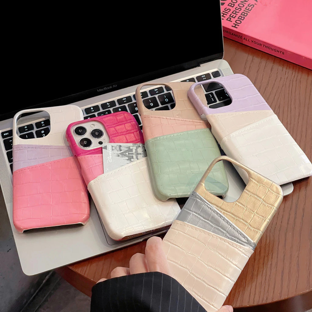 ผสมเคส iPhone หนังสีสันสดใสพร้อมที่ใส่การ์ดสําหรับ iPhone16 16promax 16pro 13 13pro 13promax 14 14pro 14promax 15 15pro 15promax 12 12pro 12promax 11 11promax ปลอกป้องกันการตก