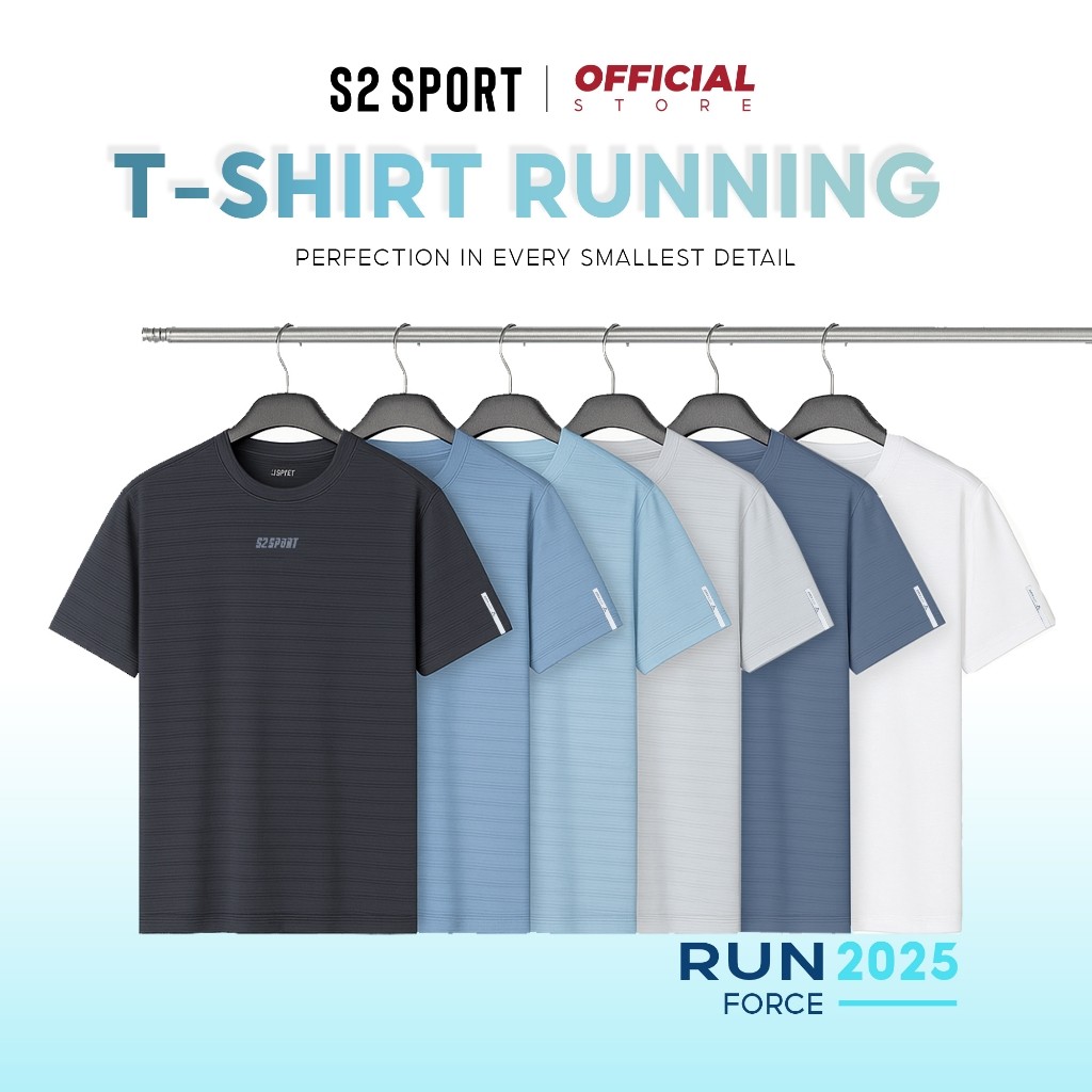 เสื้อยืดคอกลมผู้ชาย S2 SPORT ทําจากยางยืดเท่ AirDry ดีไซน์สปอร์ตสบาย - STS08