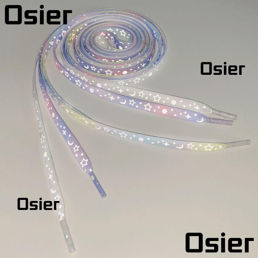เชือกผูกรองเท้าผ้าใบ OSIER, ลูกไม้แบนอเนกประสงค์ดาวสะท้อนแสง, รองเท้าผ้าใบเรืองแสงสองด้านที่สว่างเป็นพิเศษทันสมัย ShoeLaces