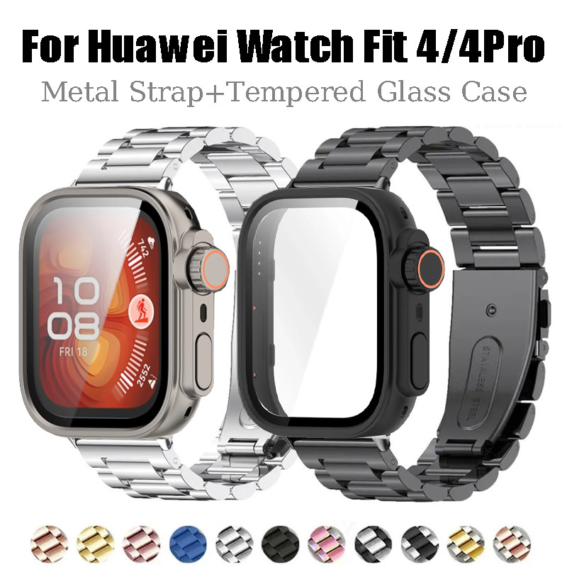 สายสแตนเลส+Ultra Glass Case สําหรับ Huawei Watch Fit 5 5 Pro อัพเกรด Ultra 2 สําหรับ Huawei Watch Fit 5 4 Pro Smart Watch Band