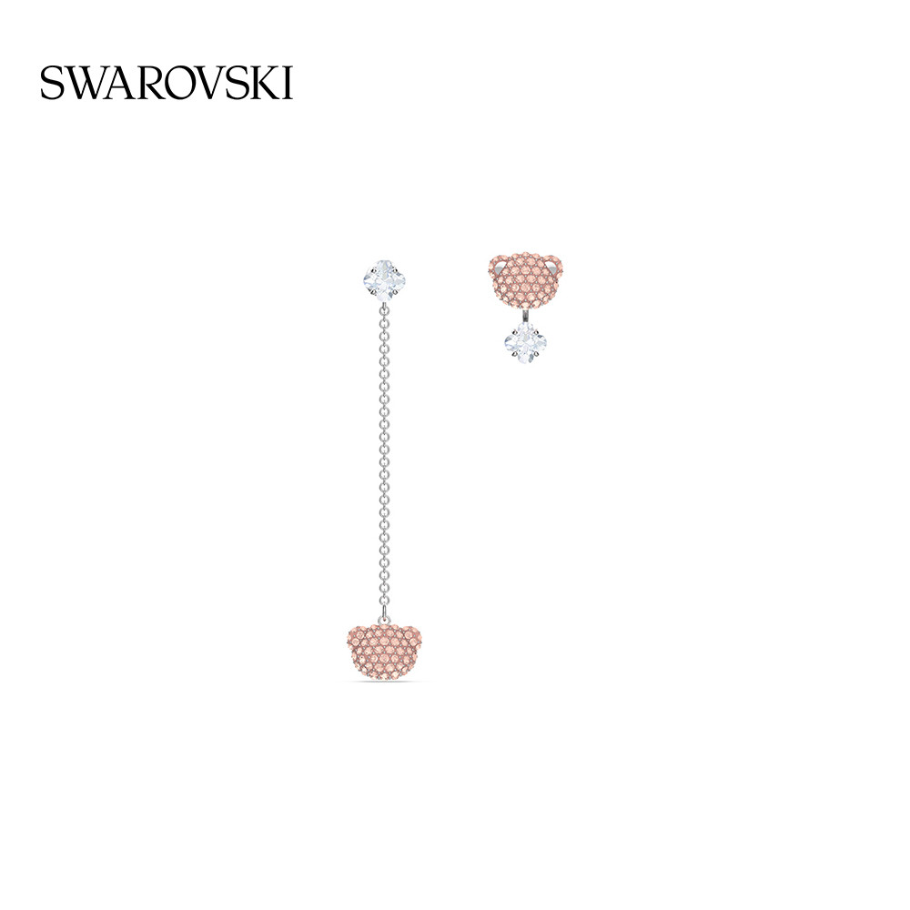 [กล่องบรรจุภัณฑ์ครบชุด] Swarovski Swarovski TEDDY Bright TEDDY Bear Heart Bear ต่างหูของขวัญหญิง [ถุ