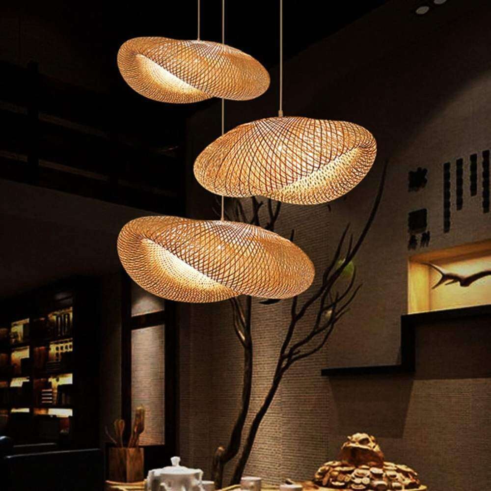 โคมไฟเพดาน โคมไฟระย้าไม้สไตล์ญี่ปุ่นโคม โคมไฟระย้าแบบทอ ตกแต่งร้านอาหาร แต่งบาร์คาเฟ่ ตกแต่งโรงแรม(พร้อมหลอดไฟ) - รูปที่ 4