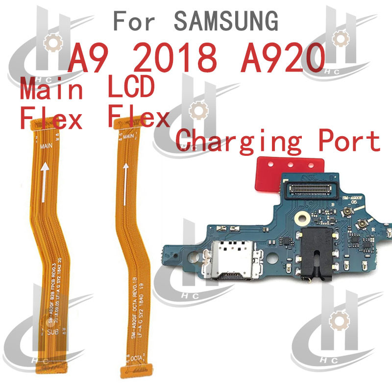 สําหรับ Samsung Galaxy A9 2018 A920 A920F Charger USB Connector Dock ชาร์จพอร์ตแจ็คบอร์ด LCD Flex หลักเมนบอร์ดการเชื่อมต่อ Flex เปลี่ยนชิ้นส่วน