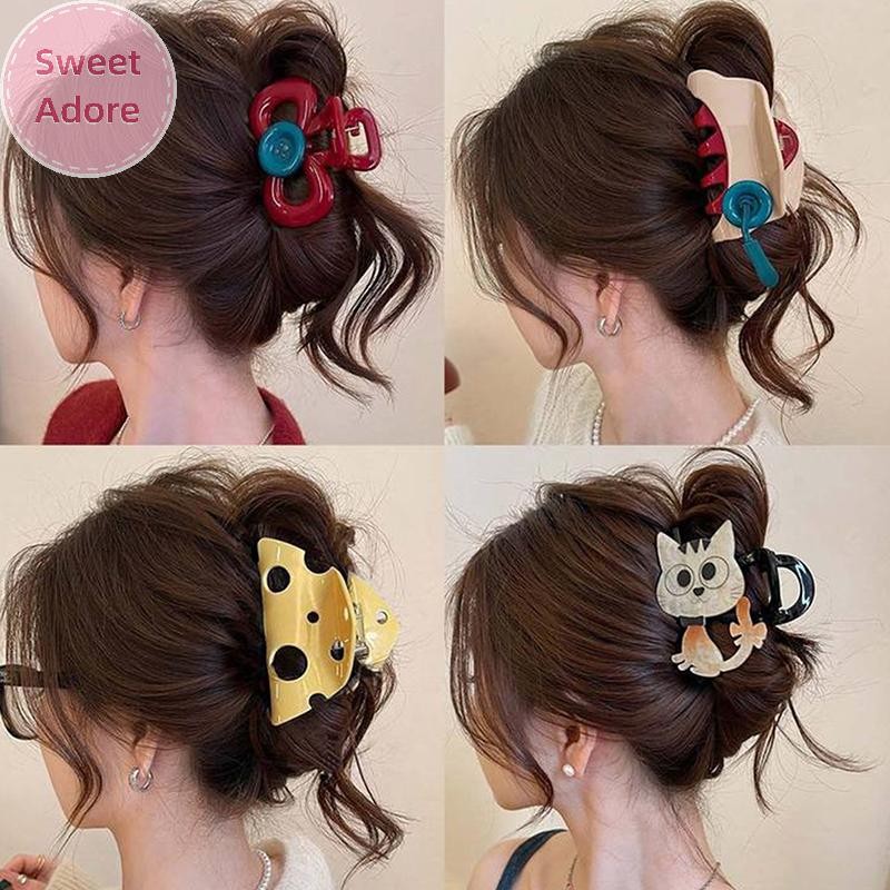 SweetAdore คลิปคว้าปุ่มสีแดงผู้หญิง 2024 Back Of Headpiece Hairpin เครื่องประดับผม TH