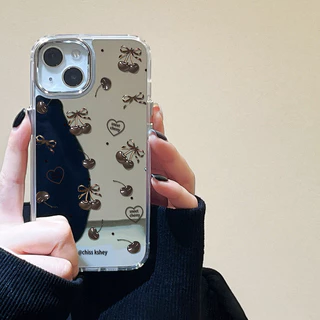 กระจกเงา เคส For iPhone 13 11 12 14 15 16 Pro Max เคส iPhone 17 Pro เคสโทรศัพท์Insเพชรโบว์กระจกฝา ฝาครอบโทรศัพท์นุ่ม