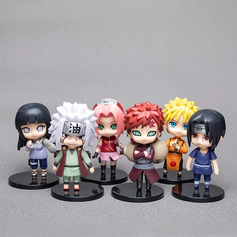 6 styles 9cm Anime Naruto Figures PVC Q Version Doll Gaara Kakashi  Figure Room Decoration Cartoon K
